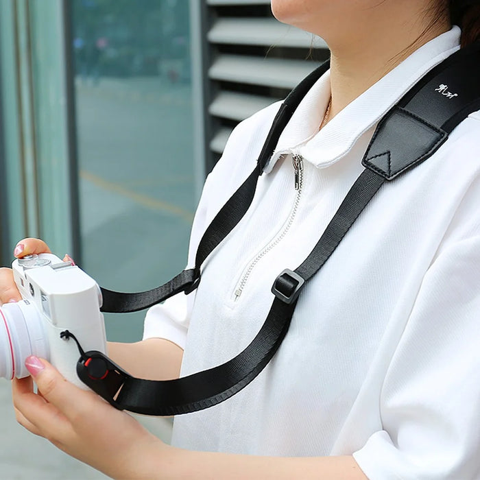 JN-F02 Nylon Webbing Quick Release Shoulder Strap for DSLR Mirrorless Cameras - Black - 3