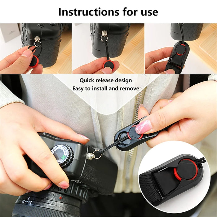 JN-F02 Nylon Webbing Quick Release Shoulder Strap for DSLR Mirrorless Cameras - Black - 5