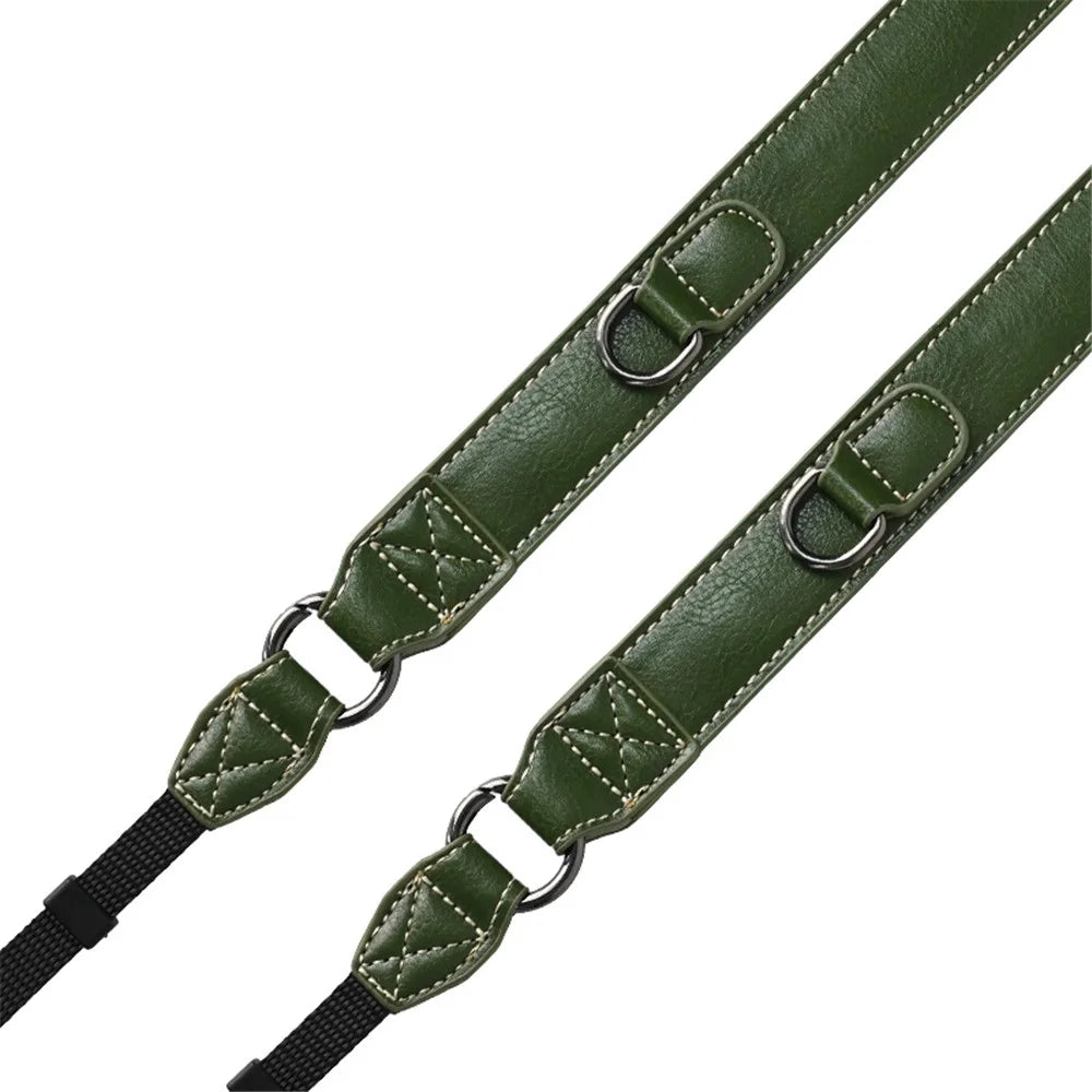 PU Leather Camera Carrying Strap SLR Camera Neck Shoulder Strap + Small Bag - Green - 3