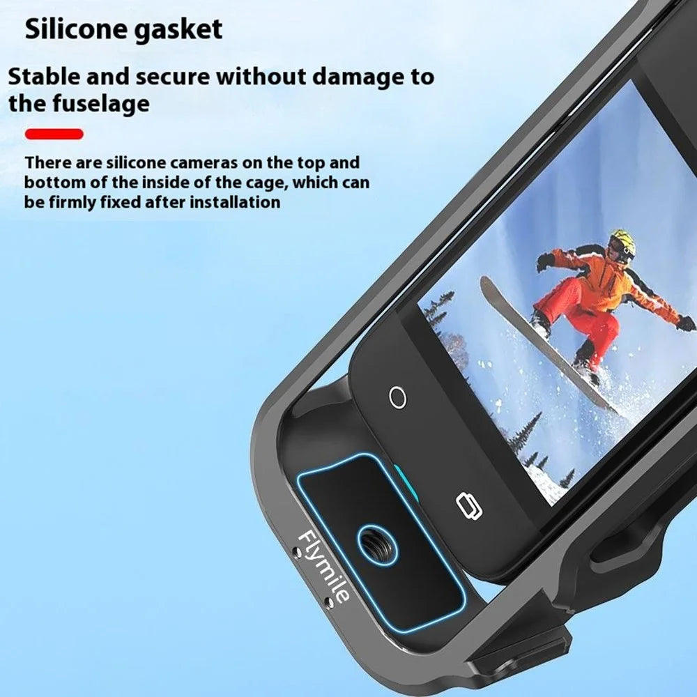 FLYMILE For Insta360 X4 Camera Cage Metal Protective Frame Expansion Bracket with Lens Cover - 6