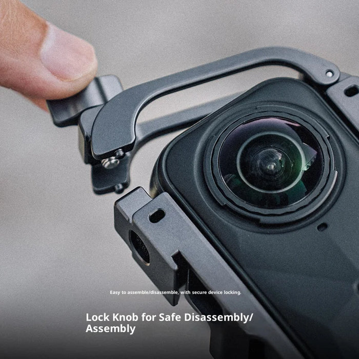 PGYTECH P-57C-020 For Insta360 X5 Aluminum Cage Professional Camera Protective Rig Expansion Frame - Black - 3