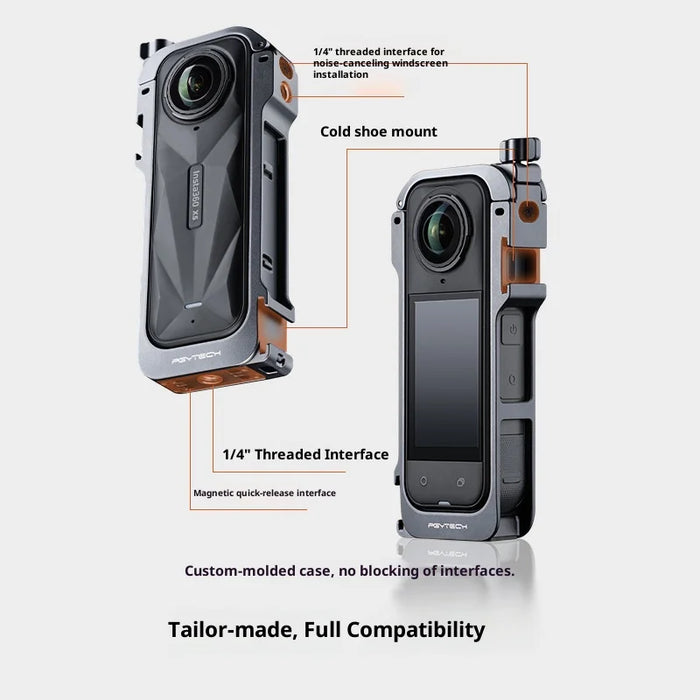 PGYTECH P-57C-020 For Insta360 X5 Aluminum Cage Professional Camera Protective Rig Expansion Frame - Black - 4