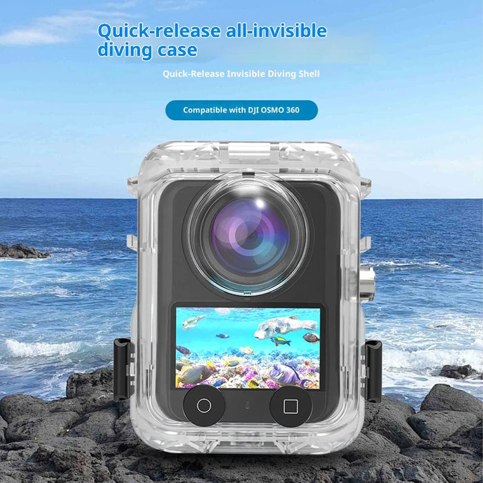 For DJI Osmo 360 Action Camera Waterproof Housing Magnetic Quick Release 60m Underwater Case with 2-Claw Design - 2
