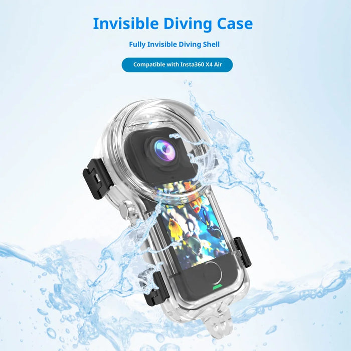 50m Waterproof Case for Insta360 X4 Air Action Camera Underwater Housing Anti Fog Diving Shell, Two-claw Design - 2