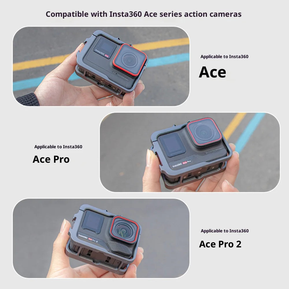 Aluminum Alloy Protective Case for Insta360 Ace Pro 2/Ace Pro/Ace Dual Cold Shoe Expansion Camera Cage Frame - Silver - 5