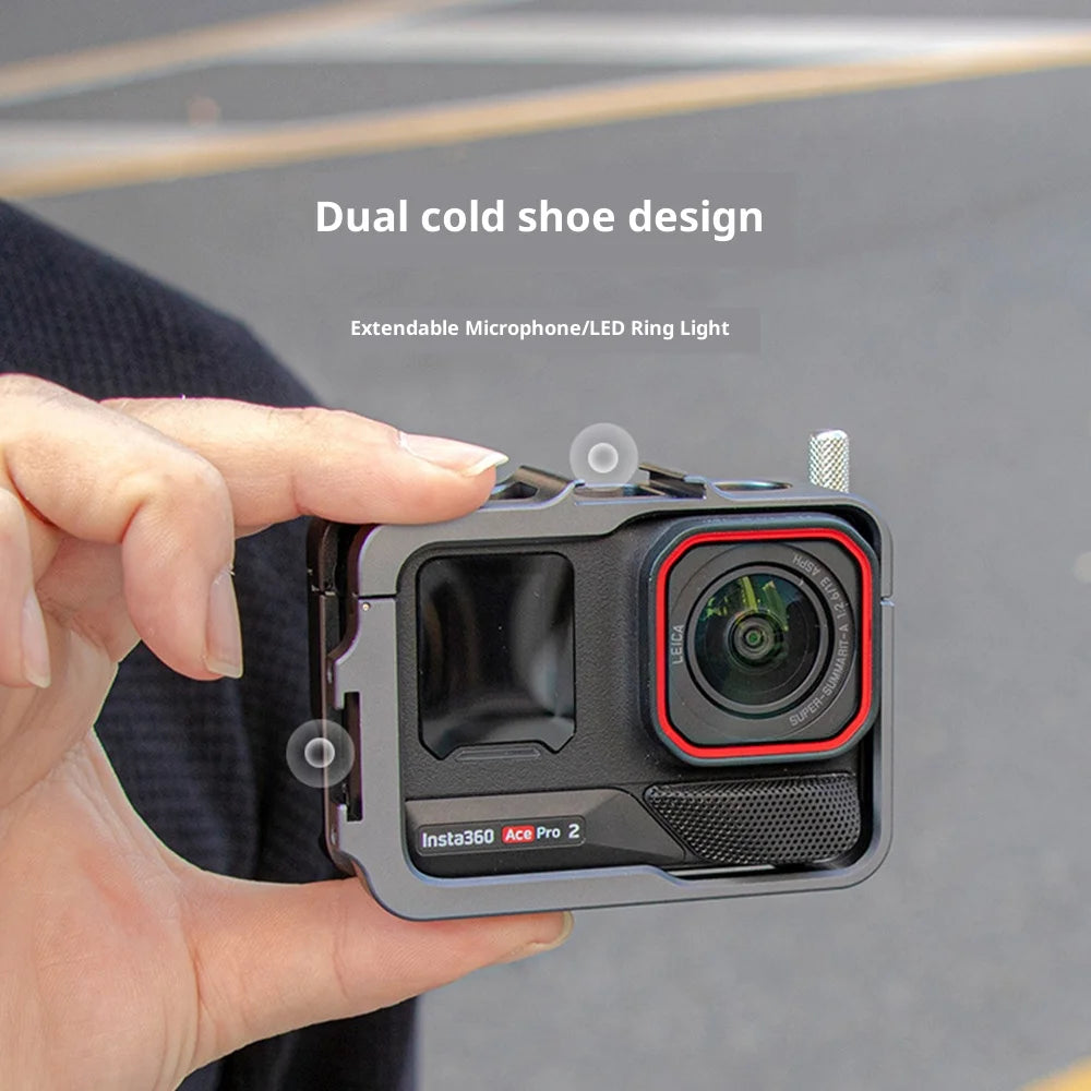 Aluminum Alloy Protective Case for Insta360 Ace Pro 2/Ace Pro/Ace Dual Cold Shoe Expansion Camera Cage Frame - Silver - 7