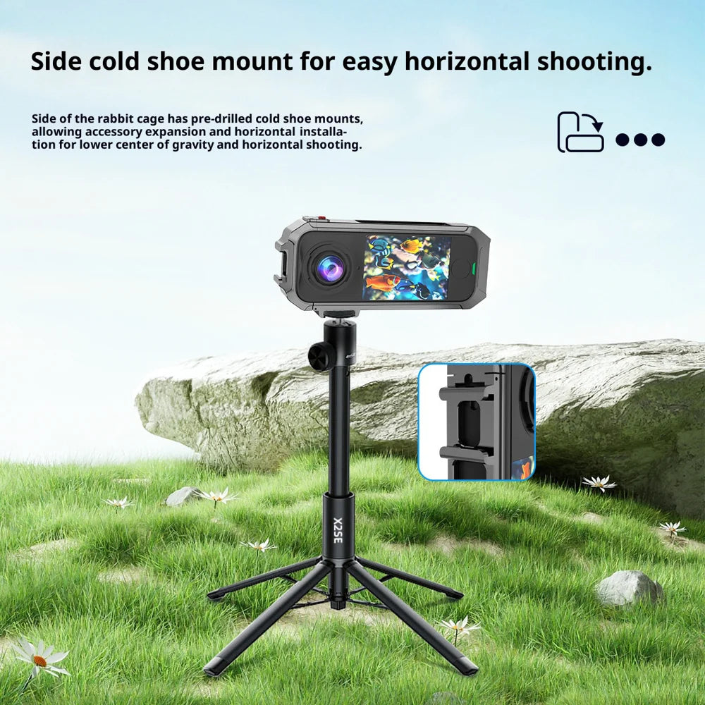 For Insta360 X4 Air Quick Release Metal Cage Aluminum Alloy Action Camera Protective Frame with Cold Shoe Mount - 6