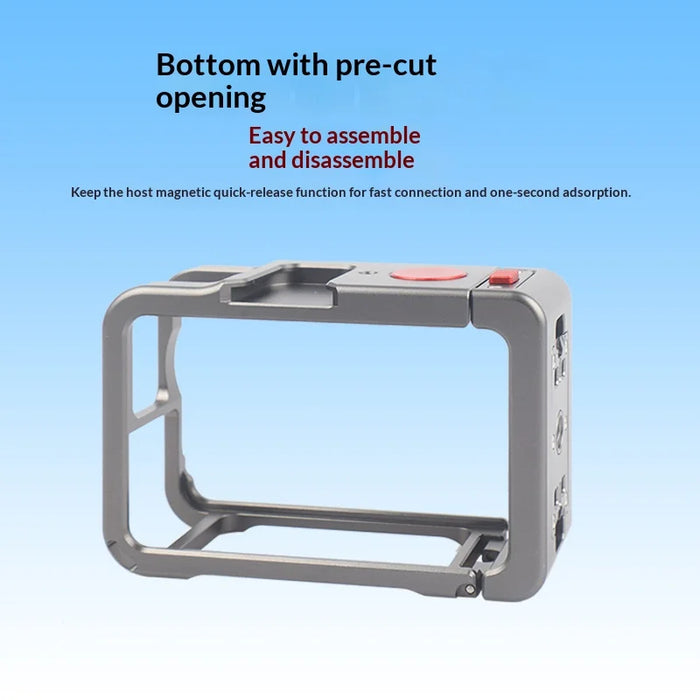 For DJI Osmo Action 6 Aluminum Alloy Camera Cage Quick Release Metal Protective Expansion Frame - 3