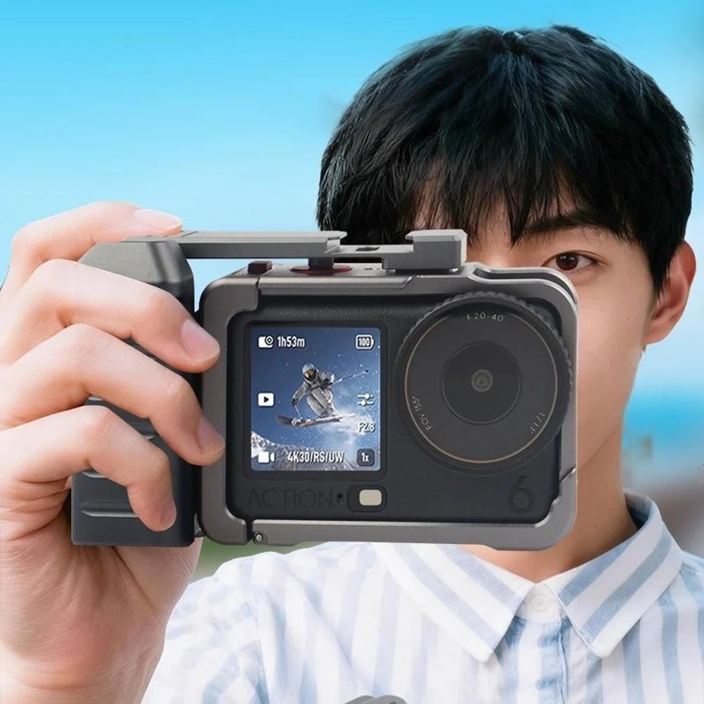 For DJI Osmo Action 6 Street Photography Camera Handle Kit Rabbit Cage Quick Release Interface and Shutter Button Set - 2