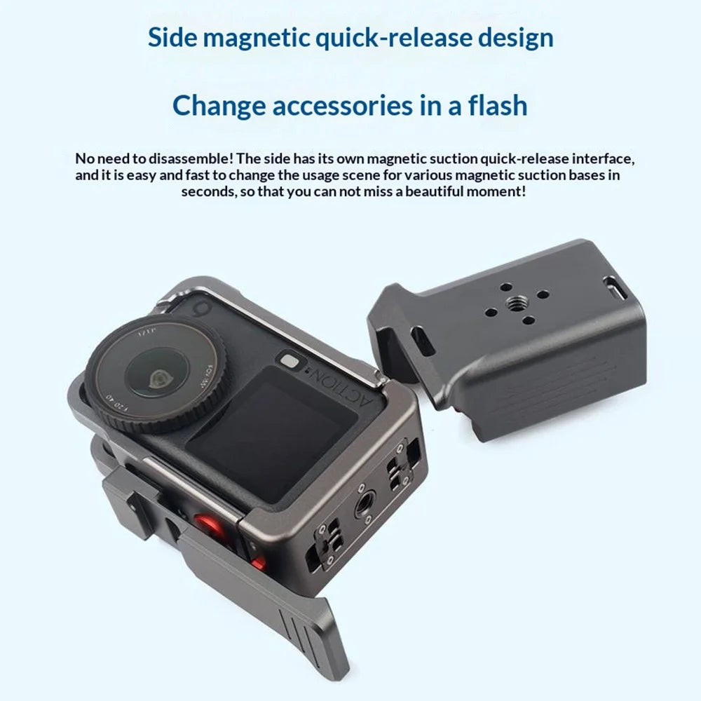For DJI Osmo Action 6 Street Photography Camera Handle Kit Rabbit Cage Quick Release Interface and Shutter Button Set - 3