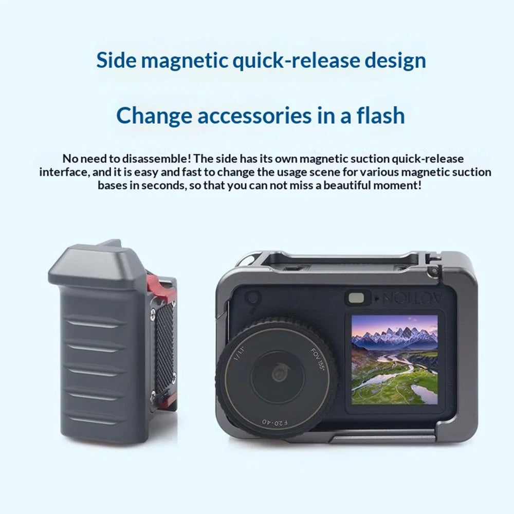 For DJI Osmo Action 6 Street Photography Camera Handle Kit Rabbit Cage Quick Release Interface and Shutter Button Set - 7