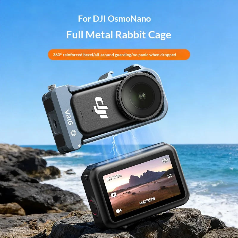 VRIG GA-16 For DJI Osmo Nano Aluminum Alloy Cage Action Camera Metal Protective Frame with Cold Shoe Mount - 2