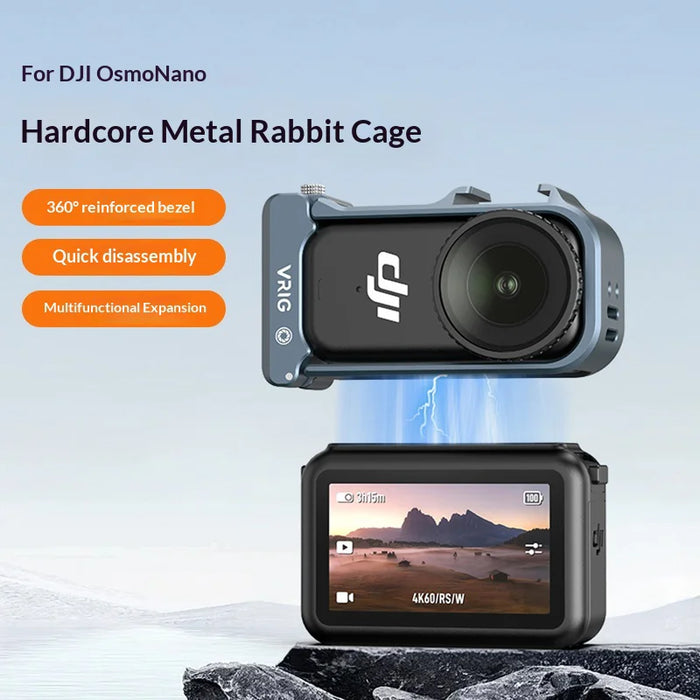VRIG GA-16 For DJI Osmo Nano Aluminum Alloy Cage Action Camera Metal Protective Frame with Cold Shoe Mount - 3