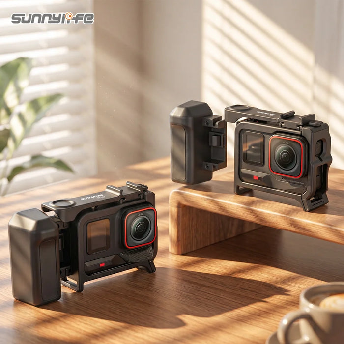 SUNNYLIFE For Insta360 Ace Pro 2 / Ace Pro Cage Handle 2 in 1 Detachable Grip Protective Frame for Street Photography - Black - 6