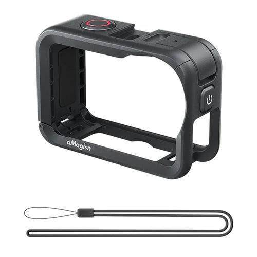 AMAGISN Rabbit Cage for DJI Osmo Action 6 Protective Housing PC Expansion Frame with Cold Shoe Mount - Black - 1