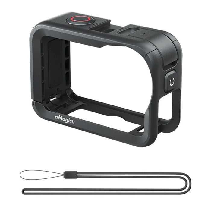 AMAGISN Rabbit Cage for DJI Osmo Action 6 Protective Housing PC Expansion Frame with Cold Shoe Mount - Black - 1