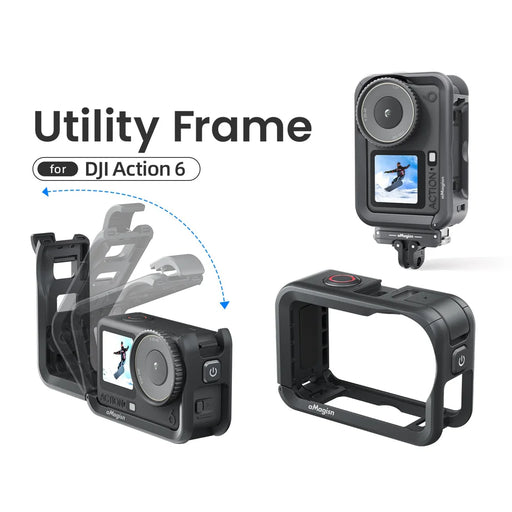 AMAGISN Rabbit Cage for DJI Osmo Action 6 Protective Housing PC Expansion Frame with Cold Shoe Mount - Black - 2