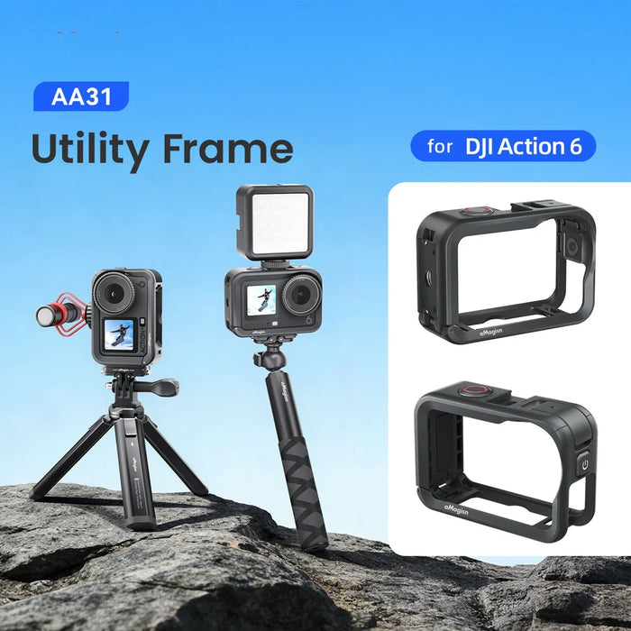 AMAGISN Rabbit Cage for DJI Osmo Action 6 Protective Housing PC Expansion Frame with Cold Shoe Mount - Black - 4
