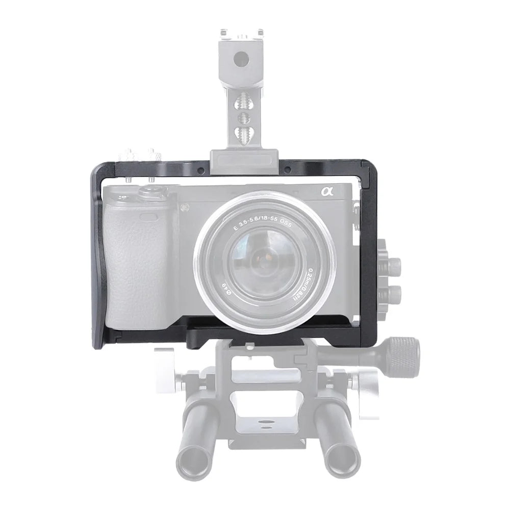 YELANGU C6-B Aviation Aluminum Frame Cage for Sony A6000/A6300/A6400/A6500 Quick Release Plate Base Protective Cover with Cold Shoe Adapter Camera Accessories - 1