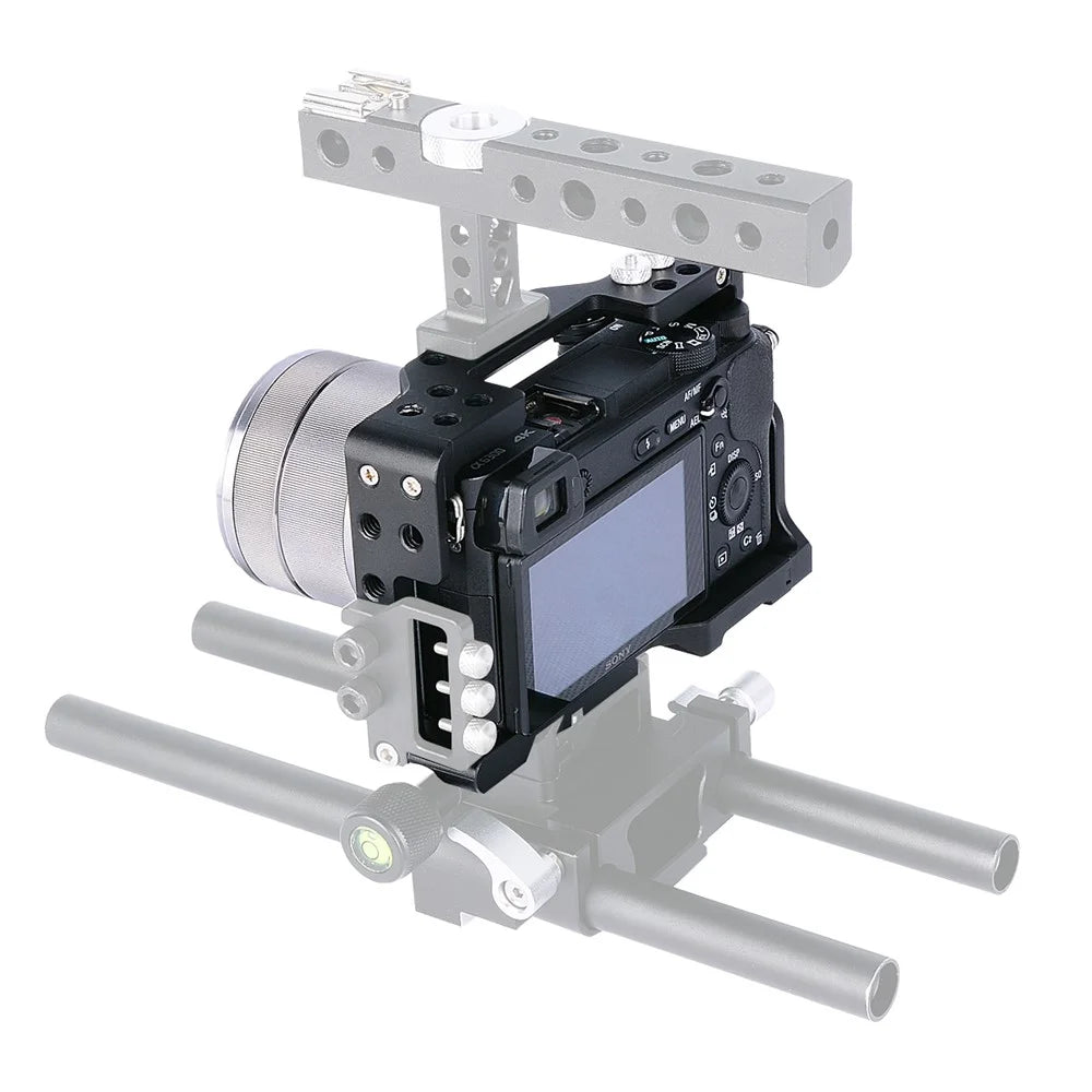 YELANGU C6-B Aviation Aluminum Frame Cage for Sony A6000/A6300/A6400/A6500 Quick Release Plate Base Protective Cover with Cold Shoe Adapter Camera Accessories - 3