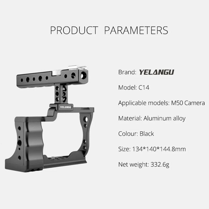 YELANGU C14 for Canon M50 Camera Rabbit Cage Frame with Handle Aluminum Alloy Camera Video Cage Kit - 3