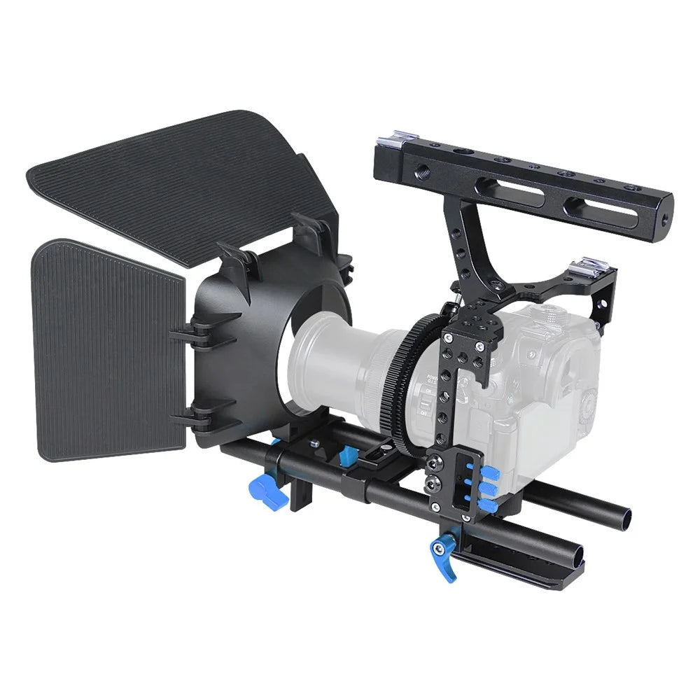 YELANGU C500 Metal Frame Cage Kit for GH4/A7S/A7/A7R/A7RII/A7SII Shock Absorption Stabilizer Quick Release Base Handheld Camera Cage with Cold Shoe Photographic Accessories - Blue - 1