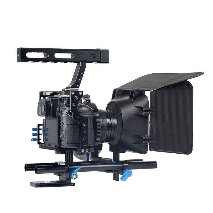 YELANGU C500 Metal Frame Cage Kit for GH4/A7S/A7/A7R/A7RII/A7SII Shock Absorption Stabilizer Quick Release Base Handheld Camera Cage with Cold Shoe Photographic Accessories - Blue - 5
