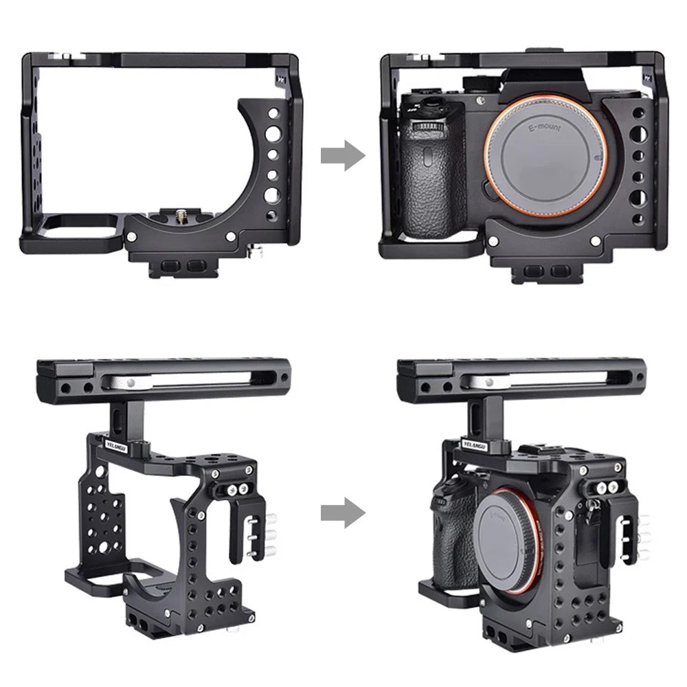 YELANGU CA7 SLR Camera Protective Cage for Sony Camera, Anti-rust Hard Aviation Aluminum Camera Frame Kit Gimbal Stabilizer - 6