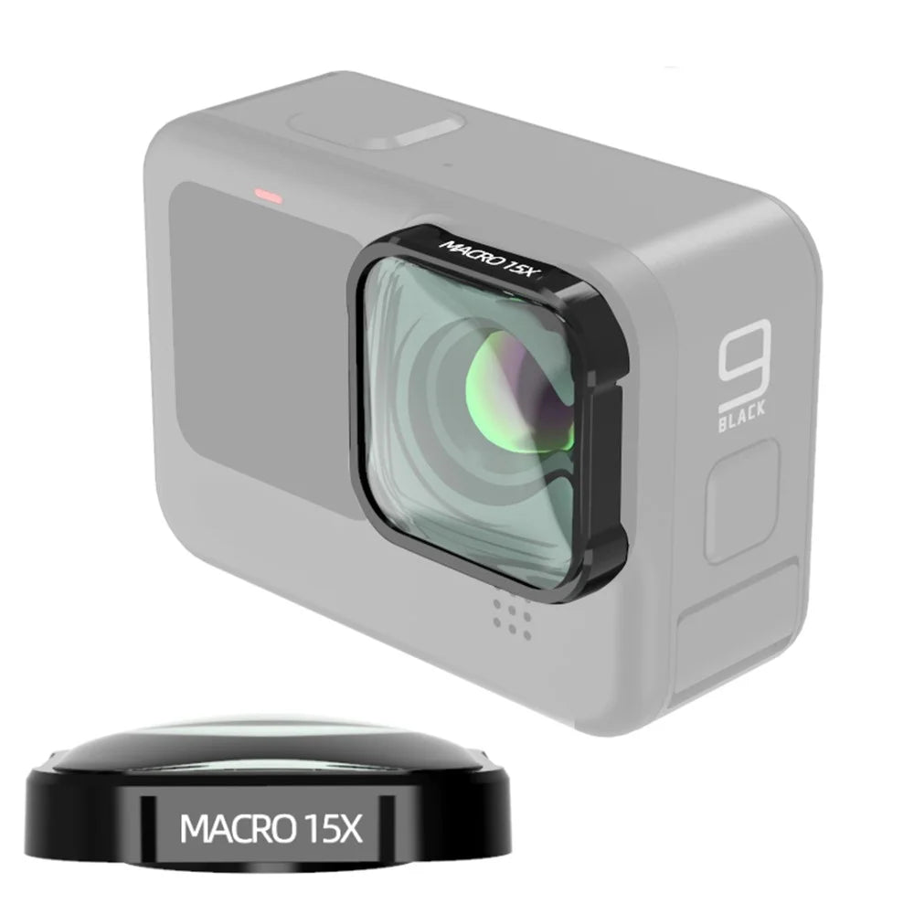 GP9 1953-22 15X Macro Camera Lens Action Camera Optical Glass Lens Shooting Additional Lens Accessories for GoPro Hero 9 - 1