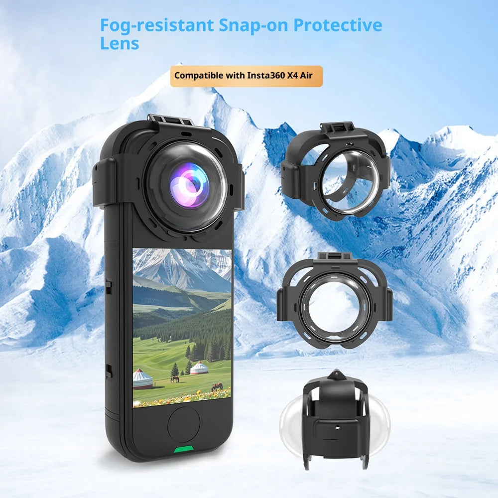 For Insta360 X4 Air Snap On Lens Guard Anti Fog Optical Tempered Glass Camera Lens Protector - 4