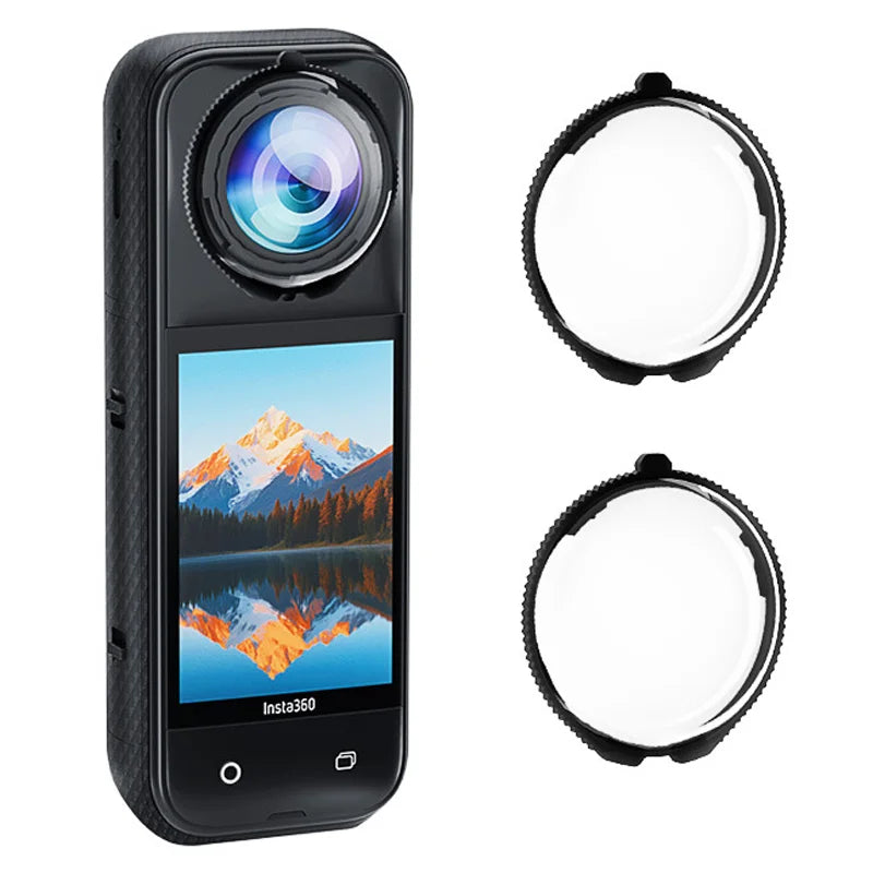 2Pcs / Set For Insta360 X5 Camera Lens Protector Cap 10H Hardness Optical Tempered Glass Lens Guard - 1