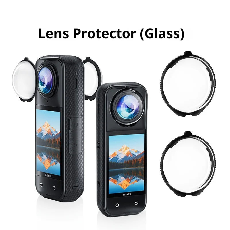 2Pcs / Set For Insta360 X5 Camera Lens Protector Cap 10H Hardness Optical Tempered Glass Lens Guard - 2