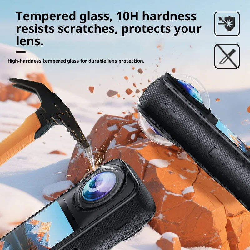2Pcs / Set For Insta360 X5 Camera Lens Protector Cap 10H Hardness Optical Tempered Glass Lens Guard - 3