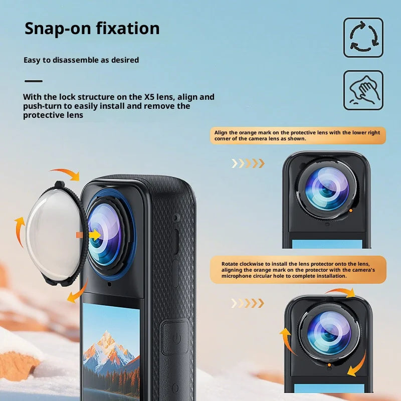 2Pcs / Set For Insta360 X5 Camera Lens Protector Cap 10H Hardness Optical Tempered Glass Lens Guard - 4