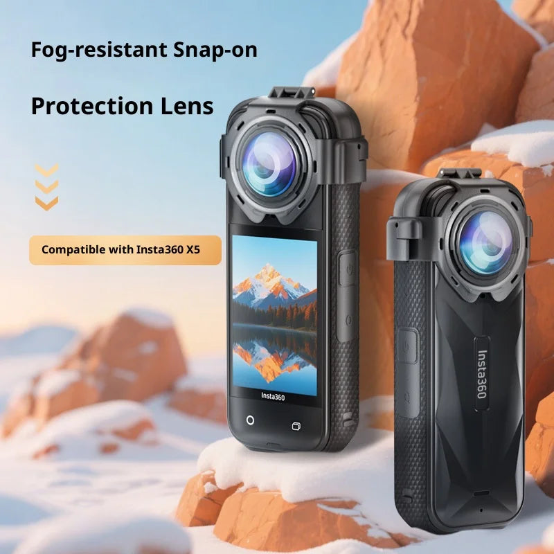 For Insta360 X5 Anti Scratch Action Camera Snap-on Lens Protector Cap Anti Fog Glass Lens Guard - 4