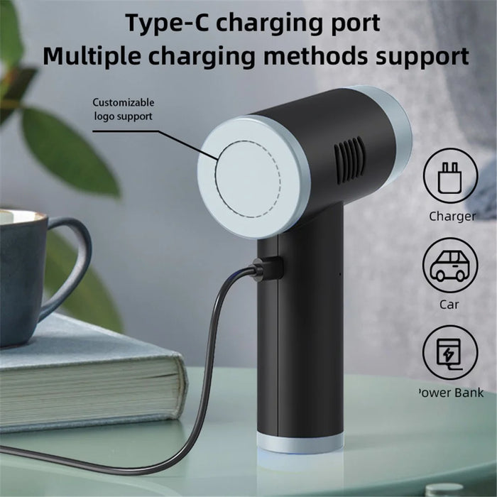 JC-B1 Cordless Air Duster Blower Electric Air Blower Rechargeable Handheld Computer Laptop Keyboard Cleaning Tool - Black / Silver - 3
