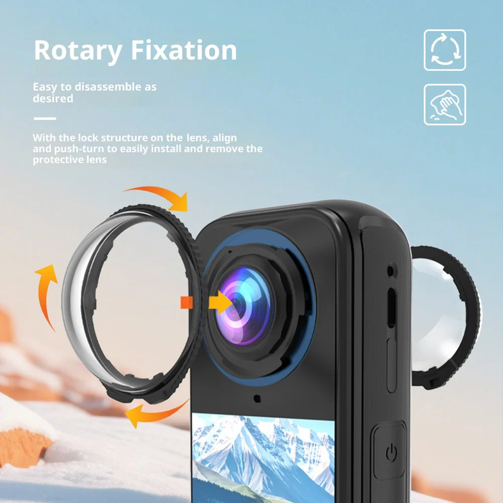 2Pcs / Set For Insta360 X4 Air Camera Tempered Glass Lens Protector Cap Anti Scratch Rotating Mount Lens Guard - 3