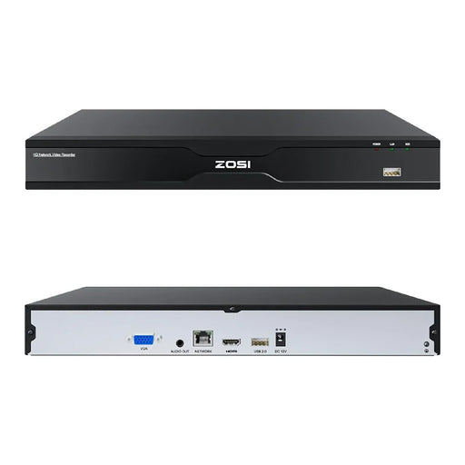 ZOSI 32CH 4K AI Network Video Recorder Compatible with Zosi PoE  /  WiFi 4K  /  5MP  /  4MP  /  3MP Camera 2 SATA 16TB NVR Security Camera System for Surveillance (No Hard Drive, No PoE Port) - Black - 1