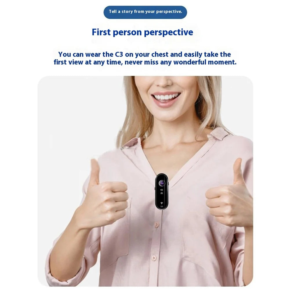 C3 Pro Thumb Action Camera 1080P HD Small Body Camera with Car Holder Car Charger for POV Vlogging Recording - 7