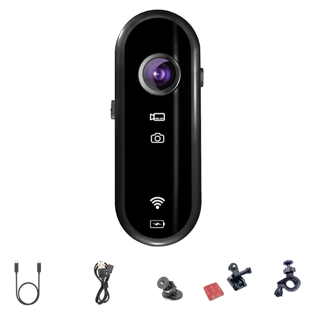 C3 Pro Thumb Action Camera 1080P HD Small Body Helmet Camera with Bicycle Holder for POV Vlogging Recording - 1