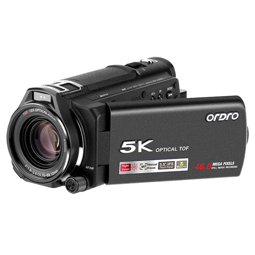 ORDRO XV80 5K Ultra HD Camcorder 3.5 Inch IPS Touch Screen 12X Optical Zoom Autofocus Digital Camera - 1
