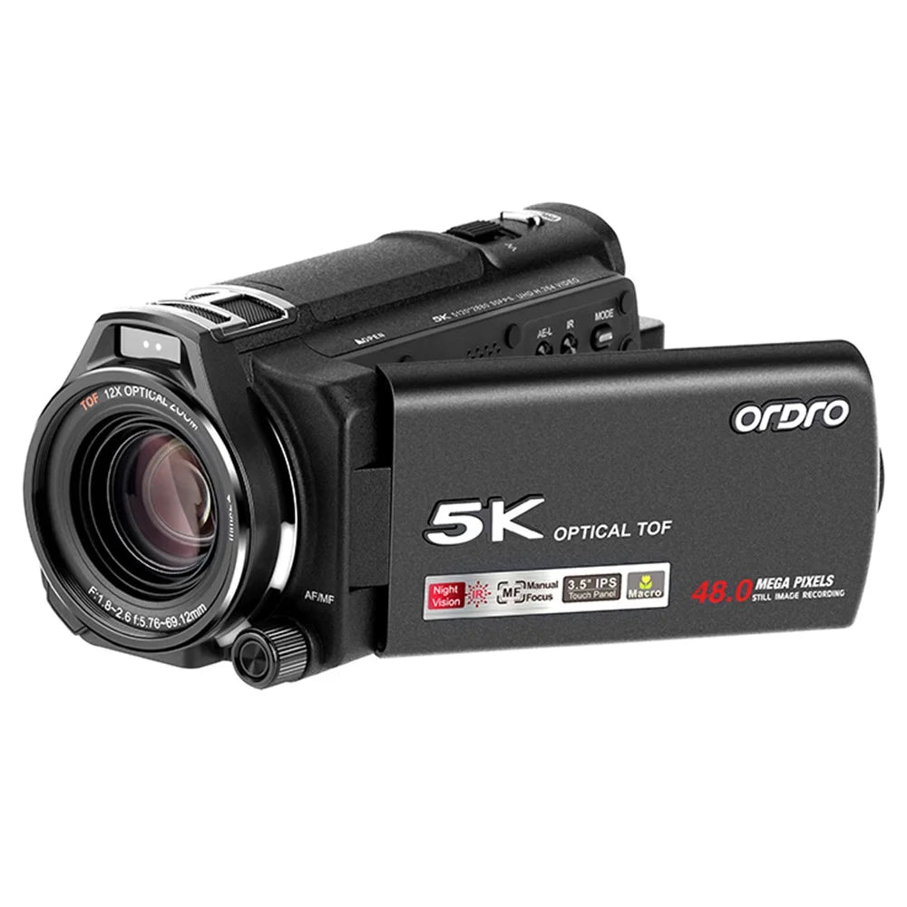 ORDRO XV80 5K Ultra HD Camcorder 3.5 Inch IPS Touch Screen 12X Optical Zoom Autofocus Digital Camera - 1