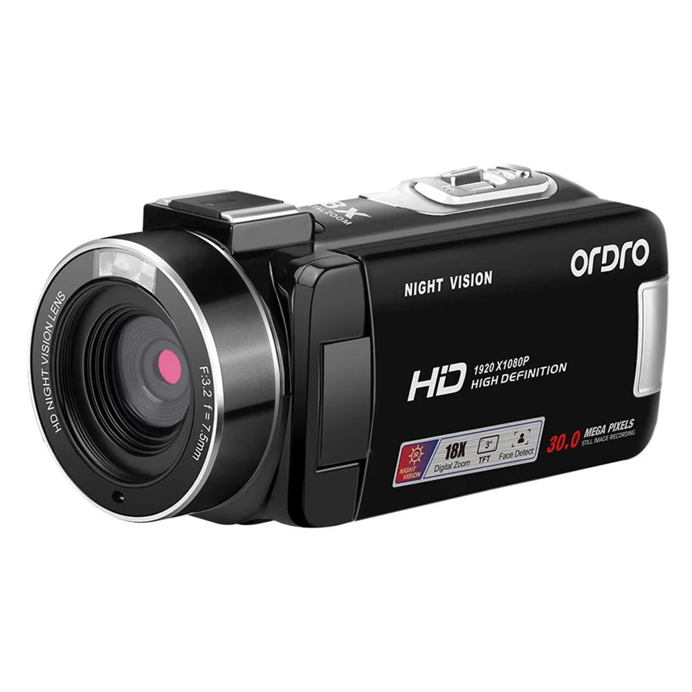 ORDRO B320 3.0 Inch IPS Screen Infrared Night Vision HD Camcorder 18X Digital Zoom 30MP Digital Camera - Black / EU Plug - 3