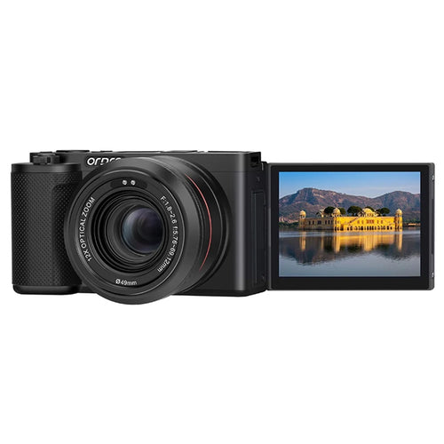ORDRO G730 Digital Camera Side Flip 3.2 Inch IPS Touch Screen 12X Optical Zoom IR Night Vision 5K HD Mirrorless Cam - Black - 1