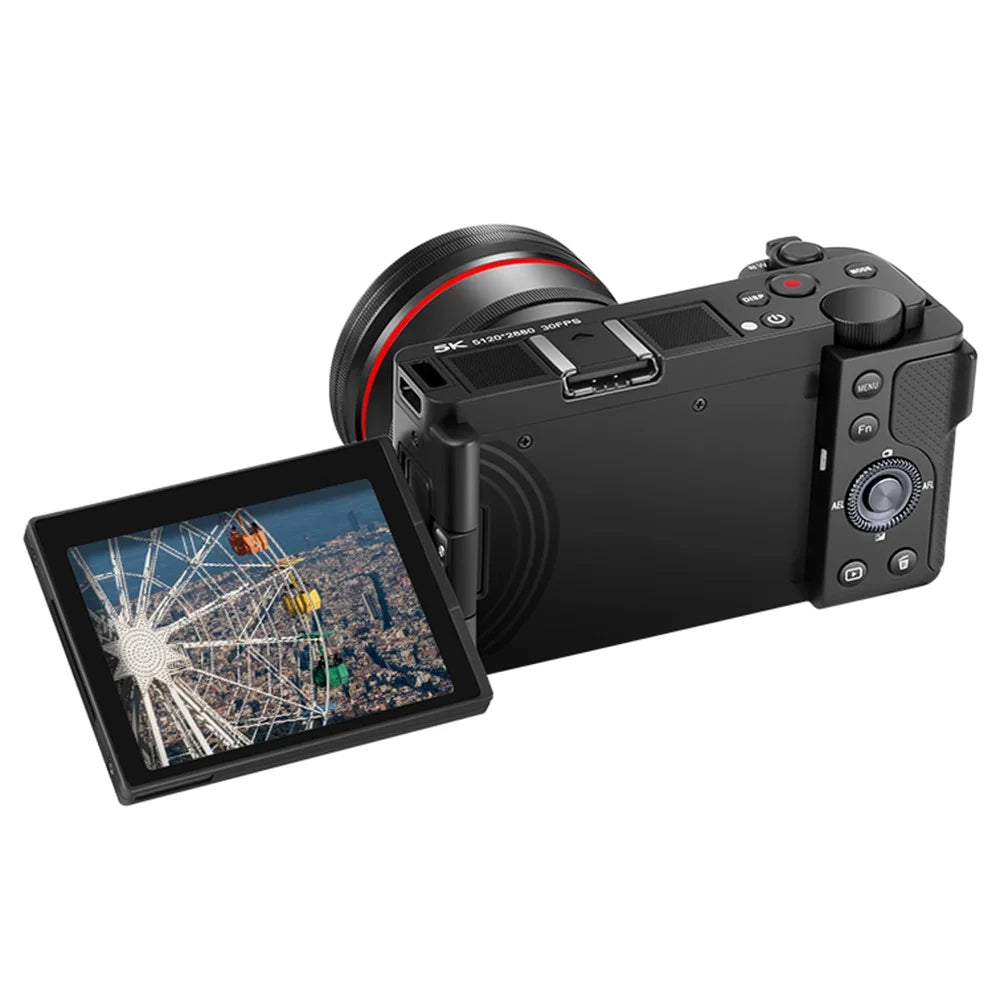ORDRO G730 Digital Camera Side Flip 3.2 Inch IPS Touch Screen 12X Optical Zoom IR Night Vision 5K HD Mirrorless Cam - Black - 2