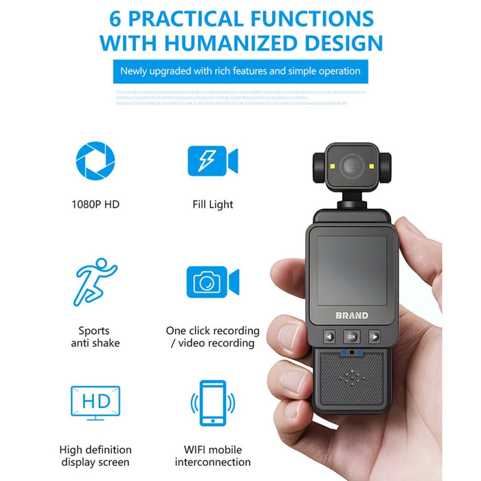 DV01 1.6 Inch 1080P HD Action Camera Loop Recording Outdoor Vlog Shooting WiFi Camcorder Built In Fill Light - 5
