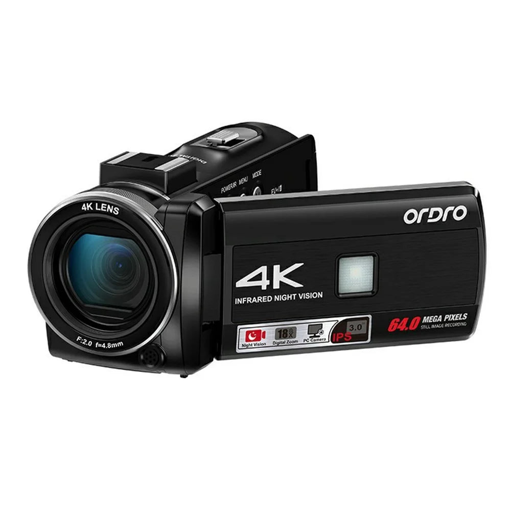 ORDRO Z36 4K UHD Video Camera 3.0 Inch IPS Screen 18X Digital Zoom IR Night Vision Digital Camcorder - 1