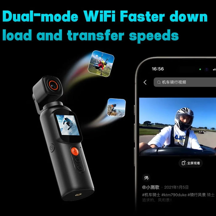 LK2316 Handheld 4K Ultra HD Action Camera Rotating Gimbal Stabilization Wireless Recorder for Outdoor Sports, with 32GB Card + Card Reader - 3