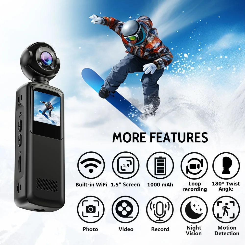 V6 1.5 Inch Screen HD Video Recorder WiFi Body Camera Night Vision Outdoor Sports Action Cam, with 32GB Card + Card Reader - 5