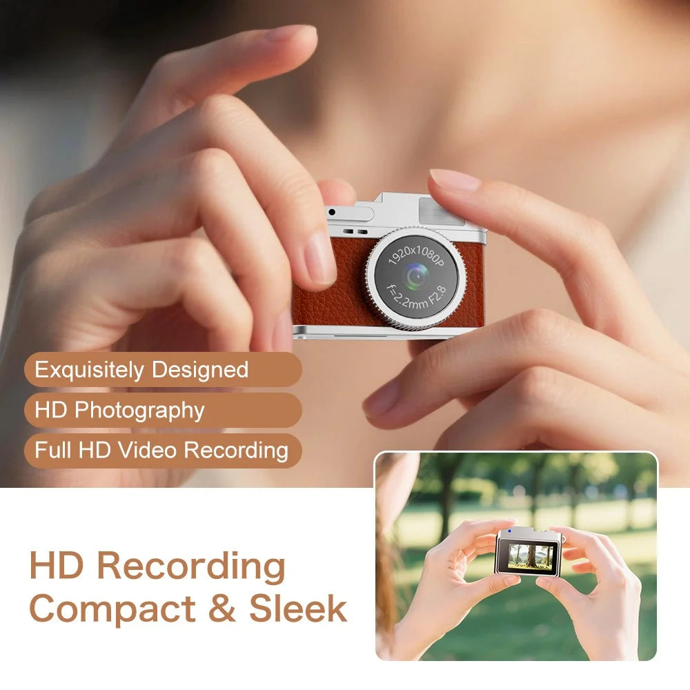 Retro 1080P Mini Camera Sports Action Cam Video Recorder for Travel Outdoor Use - Brown - 3